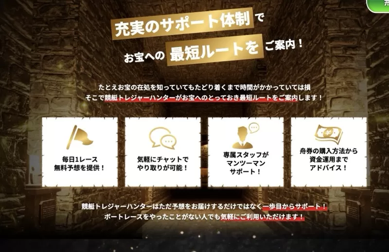 「競艇トレジャーハンター」のサポートも充実